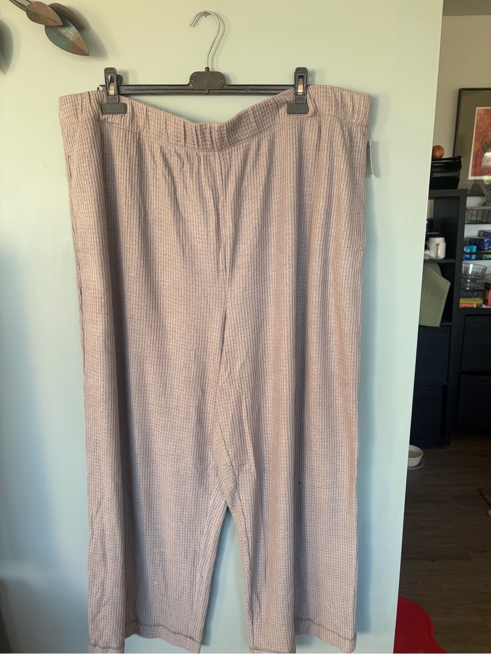 Joe Fresh Women's Light Gray Waffle Knit wide legged bottoms